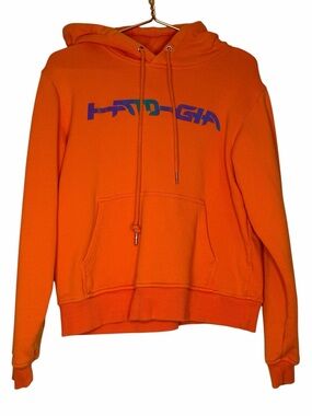 I.AM.GIA Zandra Reflective Logo Pull Over Tunnel Pocket Orange Hoodie Size XS